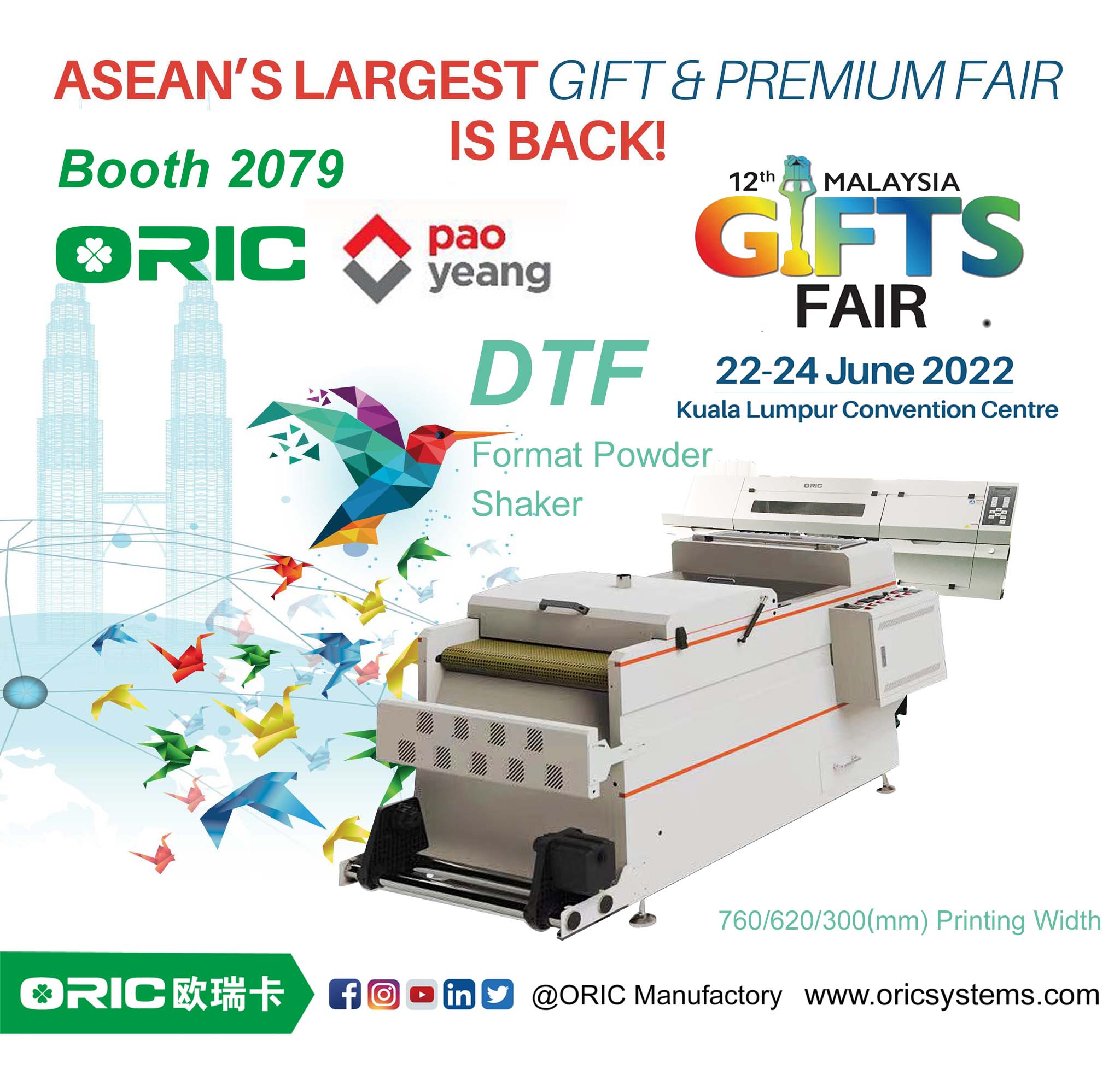 Welcome Malaysia Gift Fair di KLCC ORIC DTF Printer 